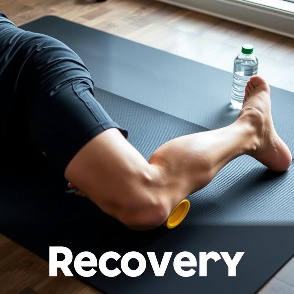 Demonstrasi penggunaan foam roller untuk membantu pemulihan otot setelah latihan Demonstrasi penggunaan foam roller untuk membantu pemulihan otot setelah latihan