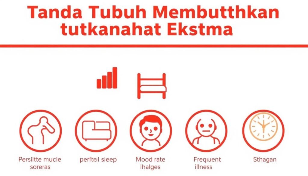 Infografis menunjukkan tanda-tanda tubuh membutuhkan istirahat ekstra dalam siklus latihan Infografis menunjukkan tanda-tanda tubuh membutuhkan istirahat ekstra dalam siklus latihan