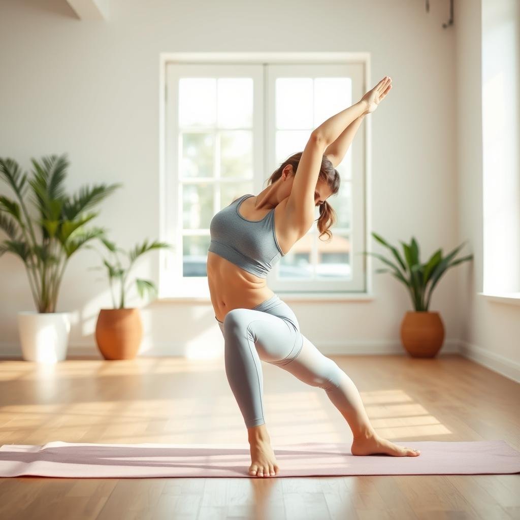 Seorang wanita melakukan yoga sebagai metode pemulihan aktif setelah latihan intensif Seorang wanita melakukan yoga sebagai metode pemulihan aktif setelah latihan intensif